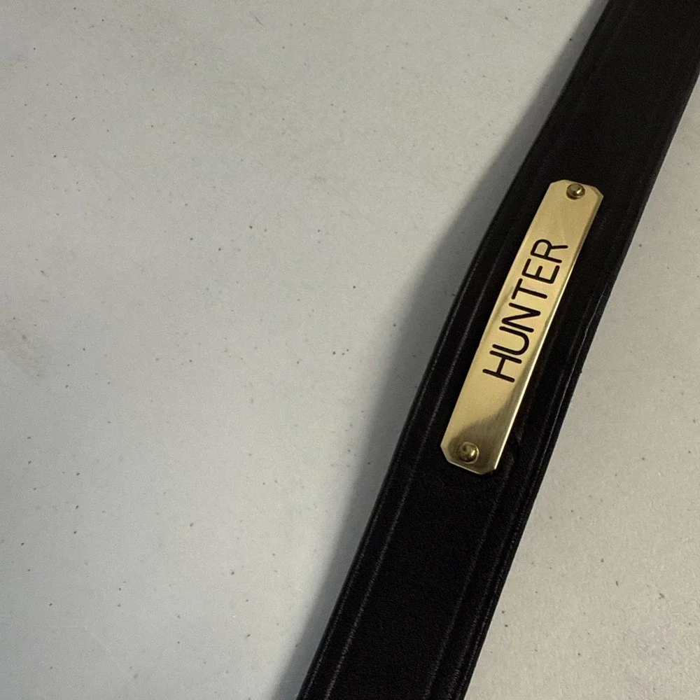 Hunter Men's Black Leather Belt Brass Buckle Thomas Leather Maker Paris, KY USA